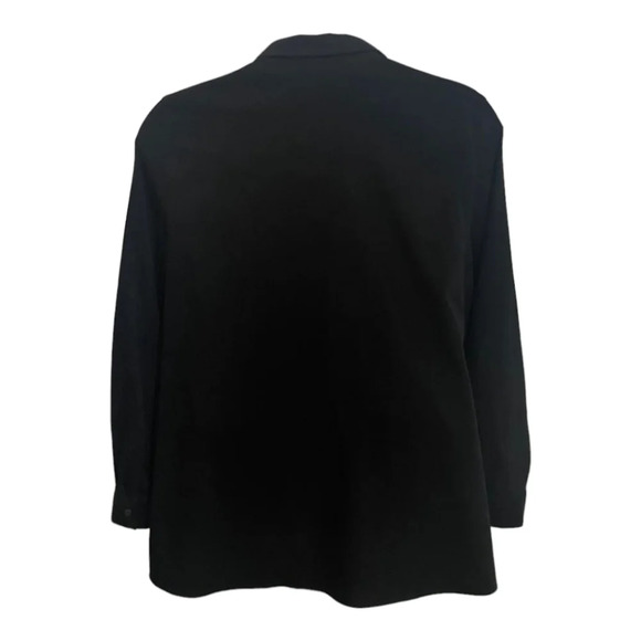 CASCADE BLUE Black faux suede embroidered flowers button up shirt purple pink - Picture 9 of 9